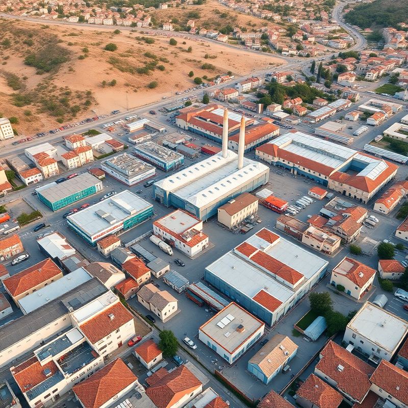 Distretto industriale del Nord Italia dall'alto